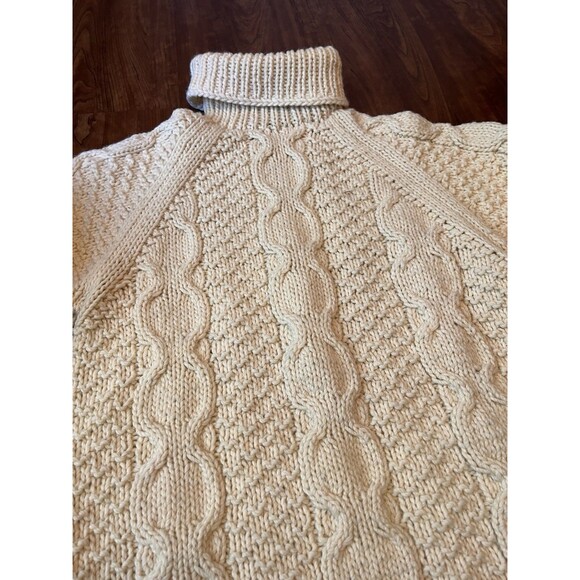 Vintage Triunfante Wool Turtleneck Fisherman Sweater Chunky Cable Knit Handmade - Picture 3 of 7